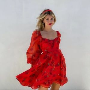 Selkie Like Strawberries Princess Puff Dress